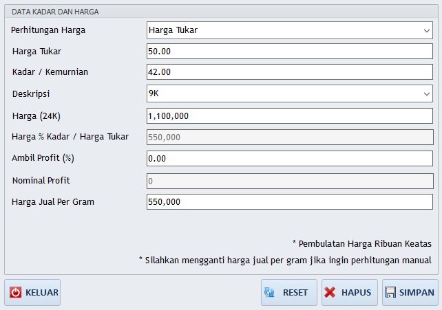 master kadar dan harga