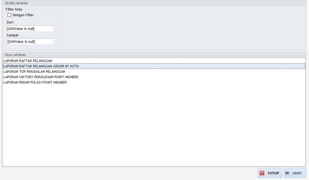 laporan daftar pelanggan